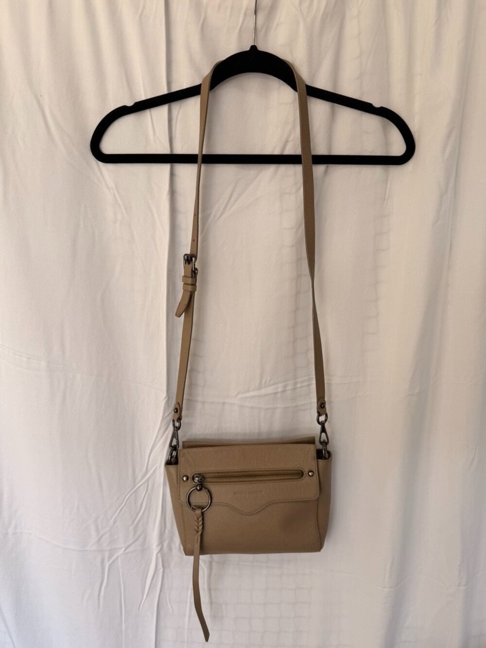 Rebecca Minkoff Tan Crossbody Bag with Ring Zipper Pull